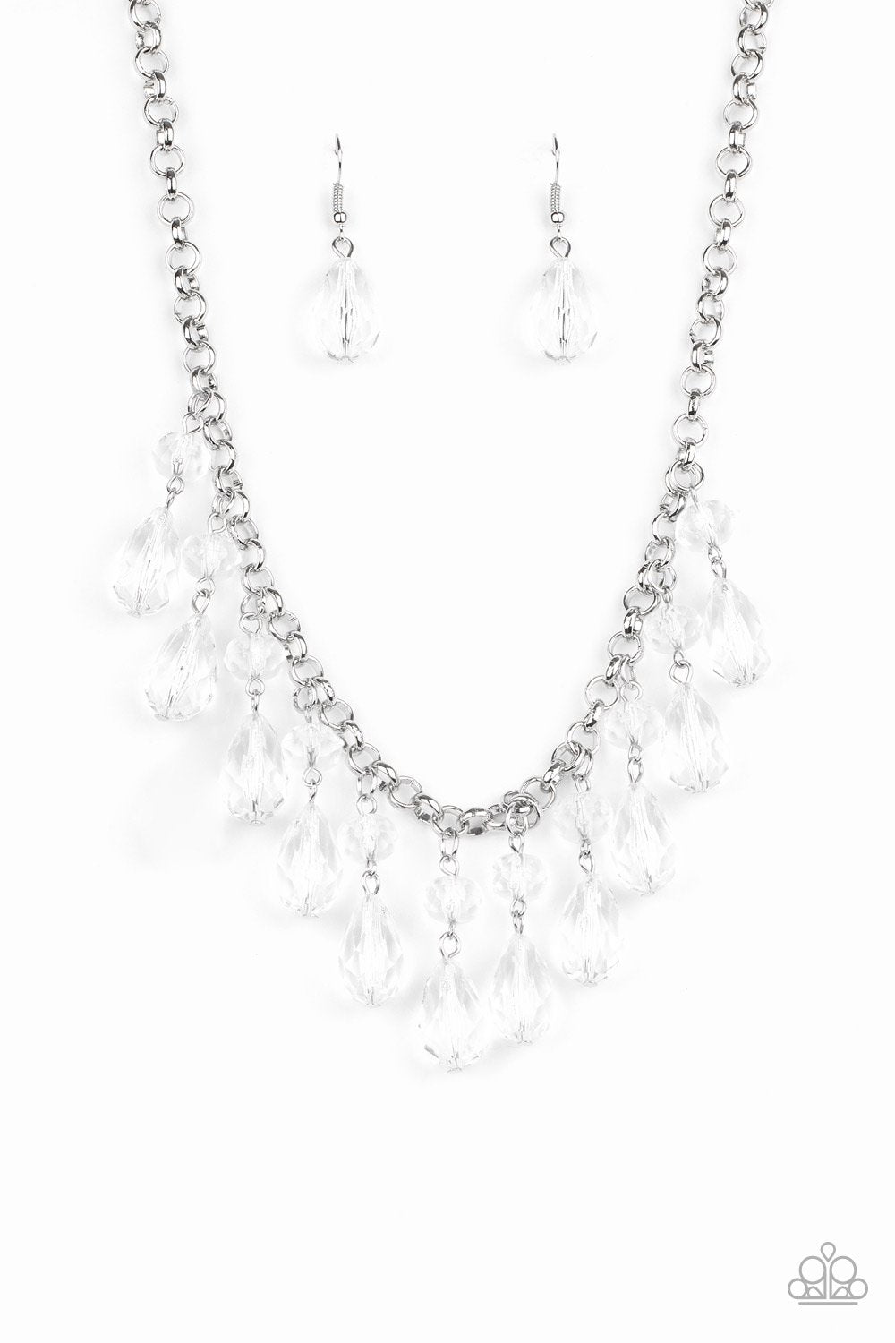Crystal Enchantment White Necklace - Paparazzi Accessories- lightbox - CarasShop.com - Paparazzi Jewelry by Cara Jewels