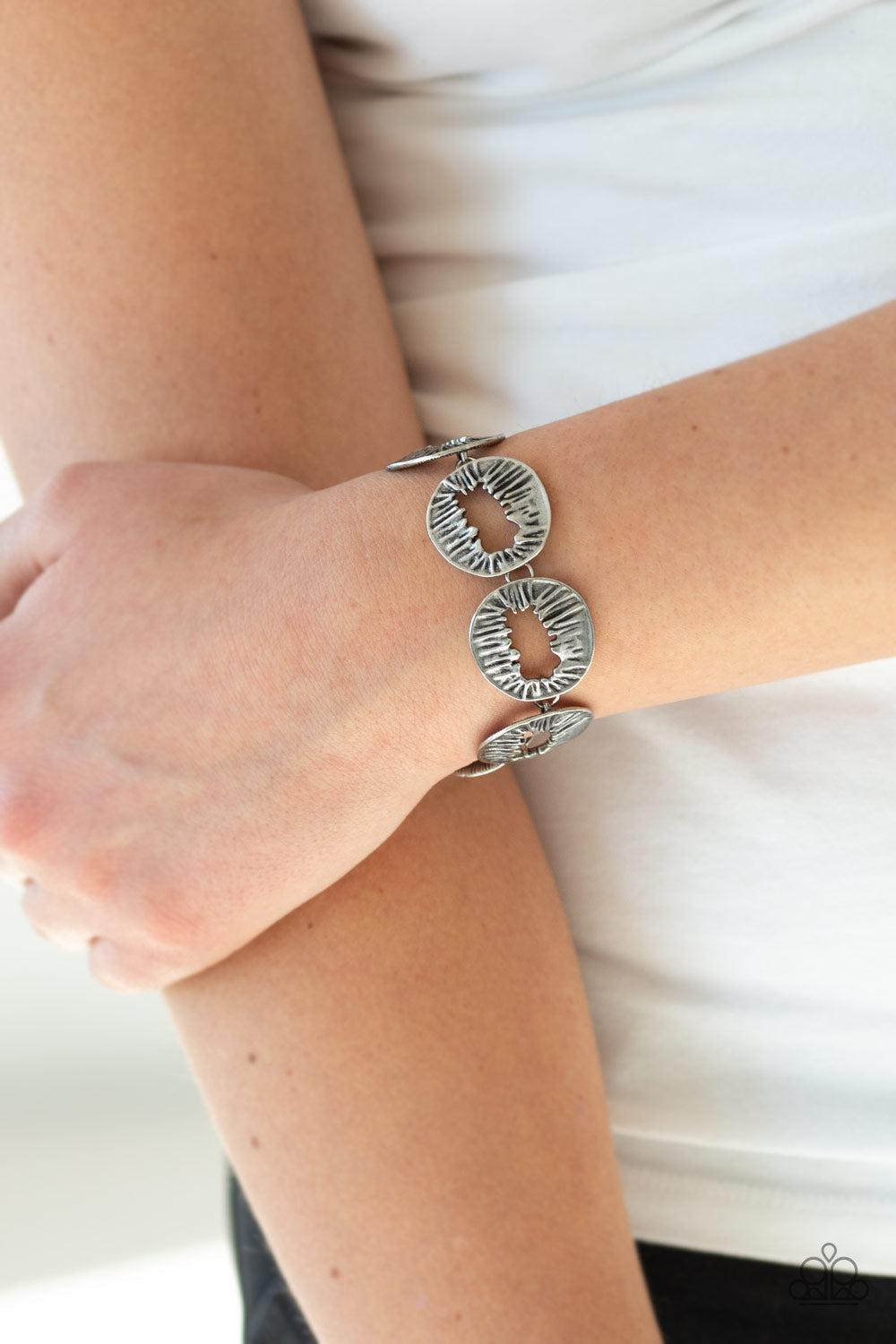 Cut It Out Silver Bracelet - Paparazzi Accessories- lightbox - CarasShop.com - $5 Jewelry by Cara Jewels