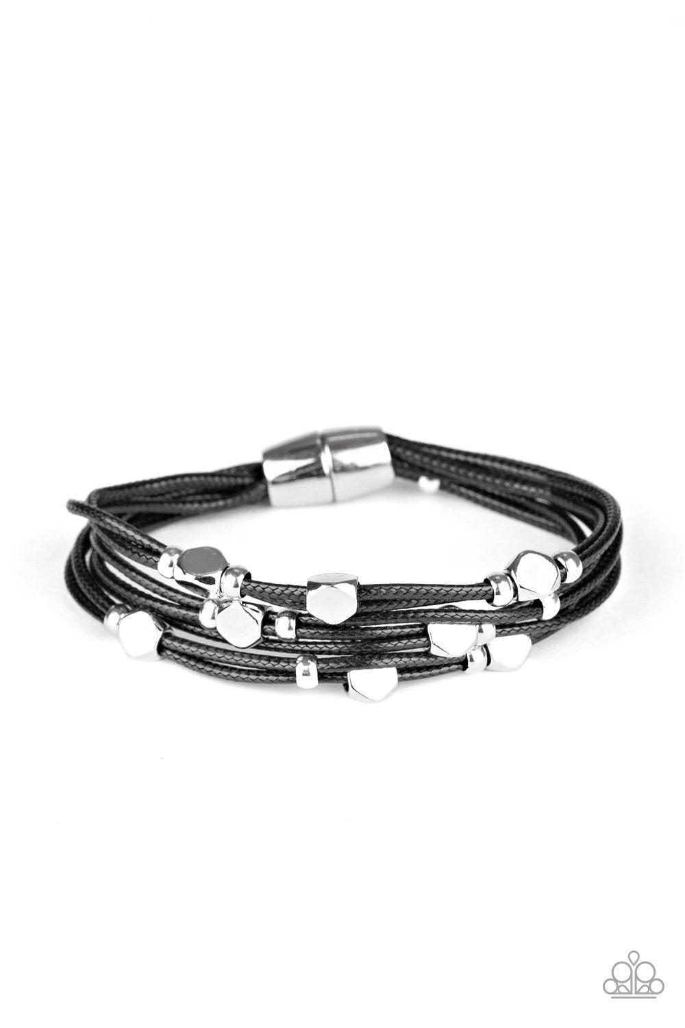 Cut The Cord Black and Silver Bracelet - Paparazzi Accessories-CarasShop.com - $5 Jewelry by Cara Jewels