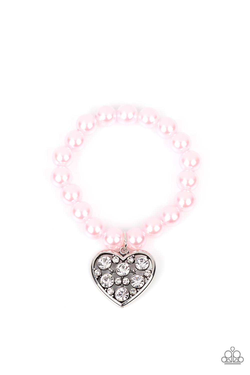 Cutely Crushing Pink Pearl and Heart Bracelet - Paparazzi Accessories- lightbox - CarasShop.com - $5 Jewelry by Cara Jewels