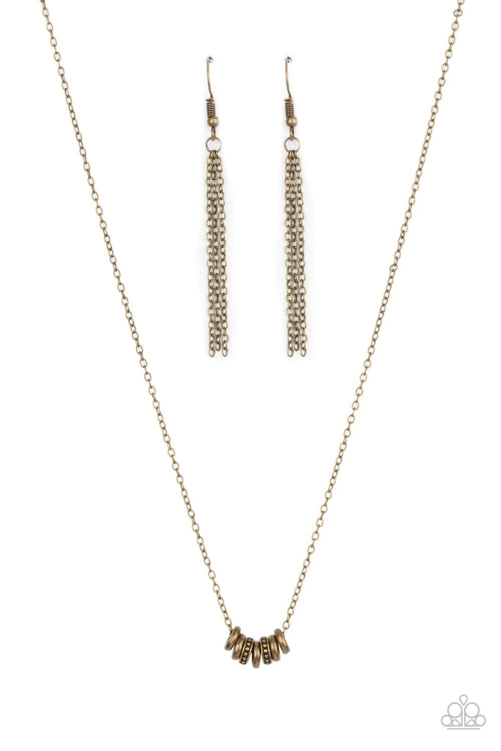 Dainty Dalliance Brass Necklace - Paparazzi Accessories- lightbox - CarasShop.com - $5 Jewelry by Cara Jewels