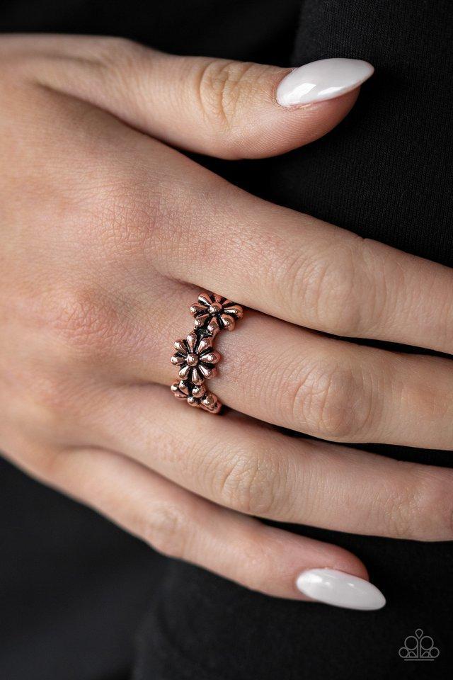 Daisy Dapper Copper Flower Ring - Paparazzi Accessories - model -CarasShop.com - $5 Jewelry by Cara Jewels