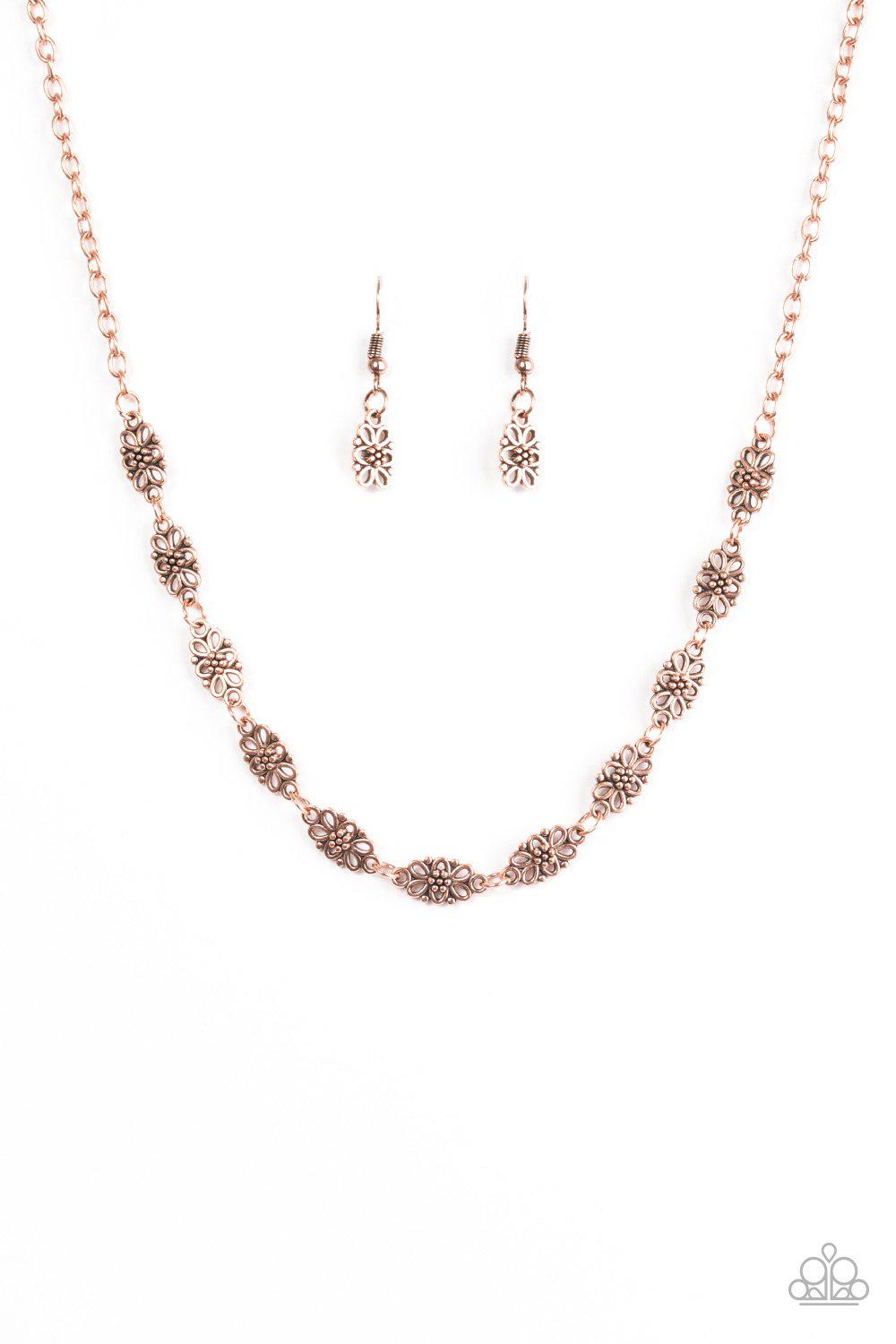 Daisy Dream Copper Flower Necklace - Paparazzi Accessories-CarasShop.com - $5 Jewelry by Cara Jewels