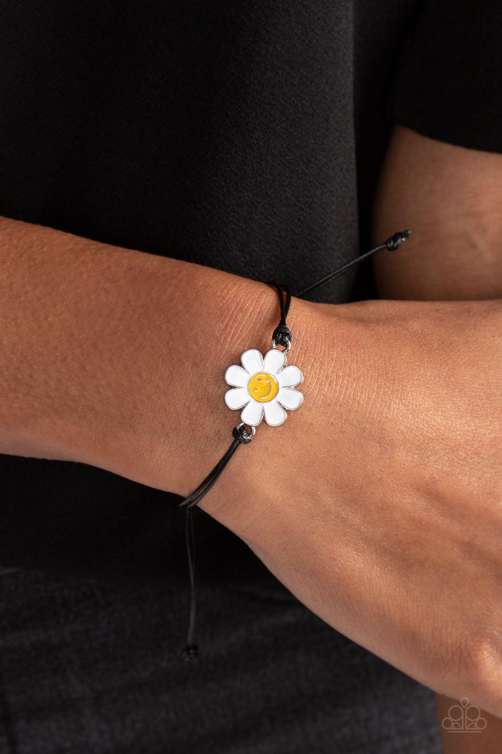 DAISY Little Thing Black &amp; White Bracelet - Paparazzi Accessories-on model - CarasShop.com - $5 Jewelry by Cara Jewels