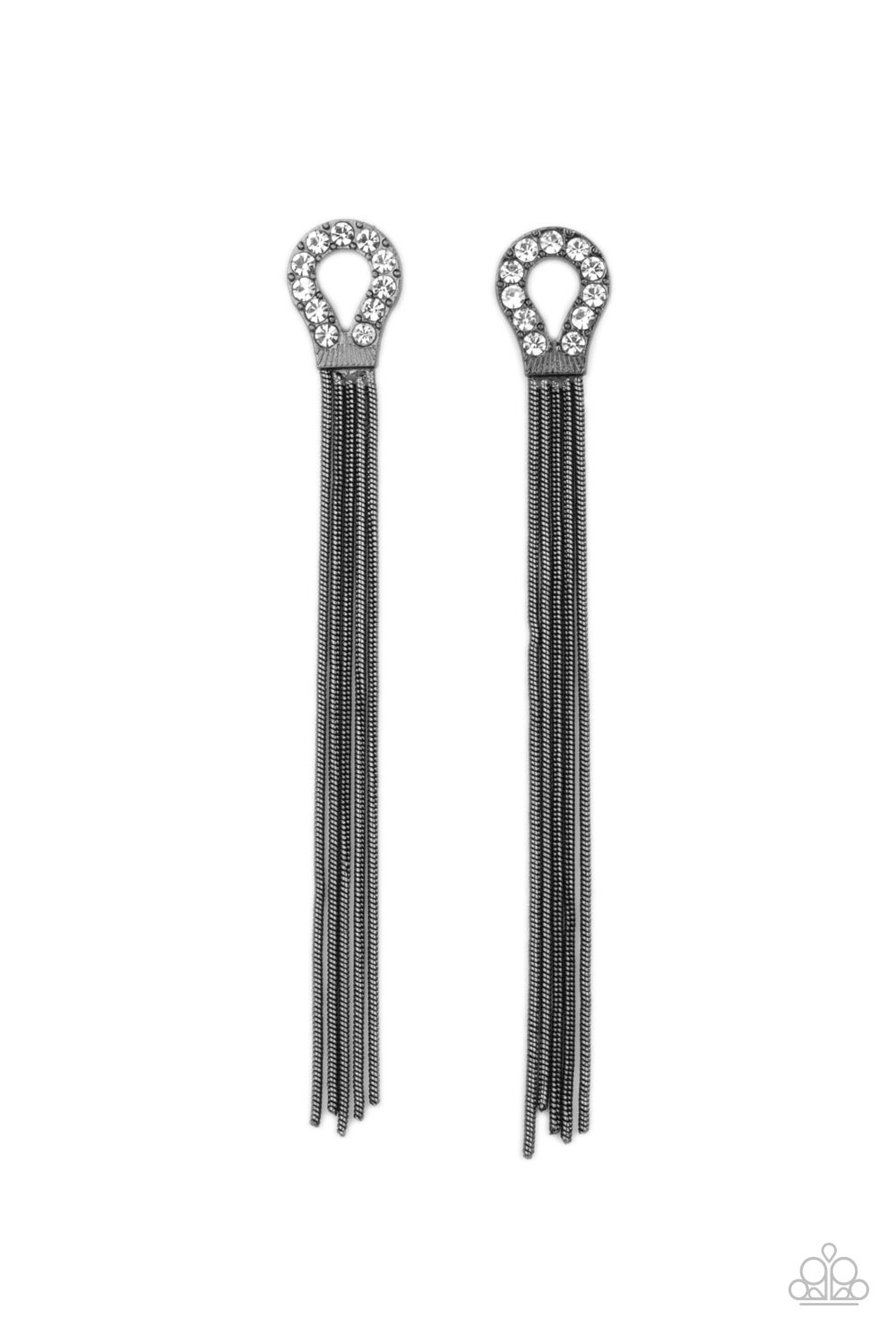 Dallas Debutante Gunmetal Black Chain Earrings - Paparazzi Accessories- lightbox - CarasShop.com - $5 Jewelry by Cara Jewels