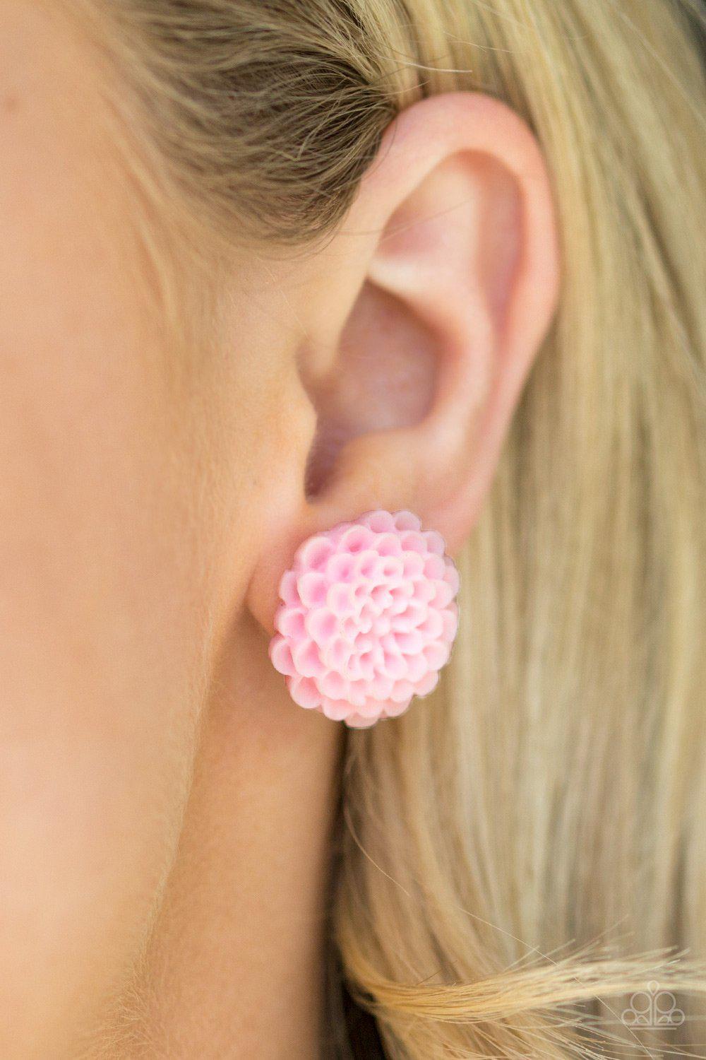 Dandelion Demure Pink Post Earrings - Paparazzi Accessories-CarasShop.com - $5 Jewelry by Cara Jewels