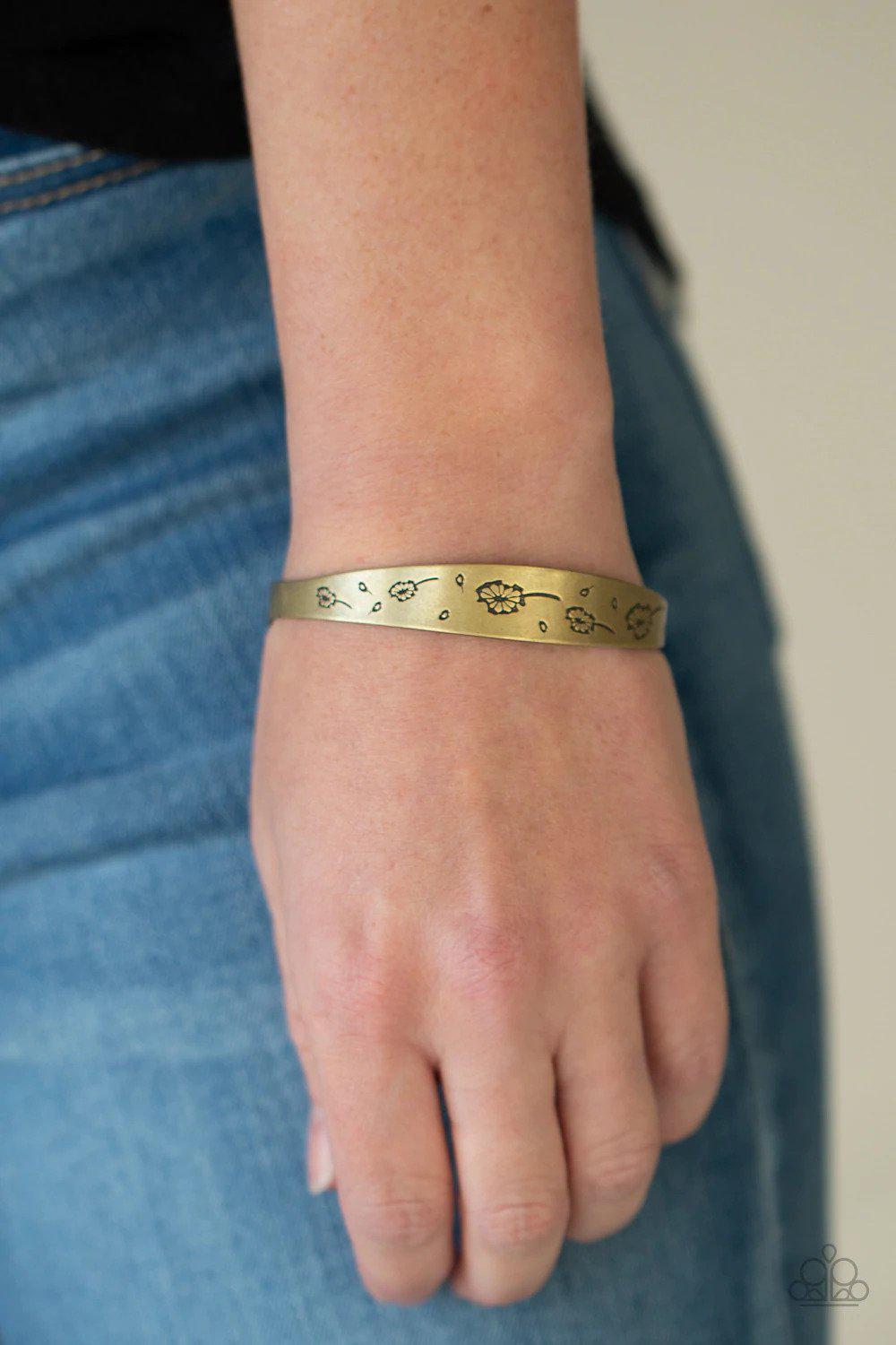 Dandelion Dreamland Brass Bracelet - Paparazzi Accessories- lightbox - CarasShop.com - $5 Jewelry by Cara Jewels