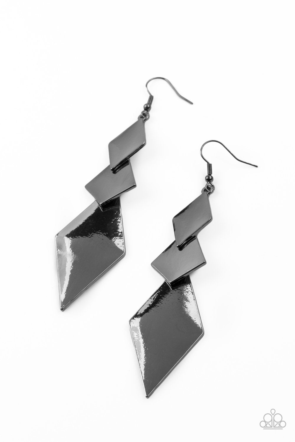 Danger Ahead Gunmetal Black Earrings - Paparazzi Accessories-CarasShop.com - $5 Jewelry by Cara Jewels