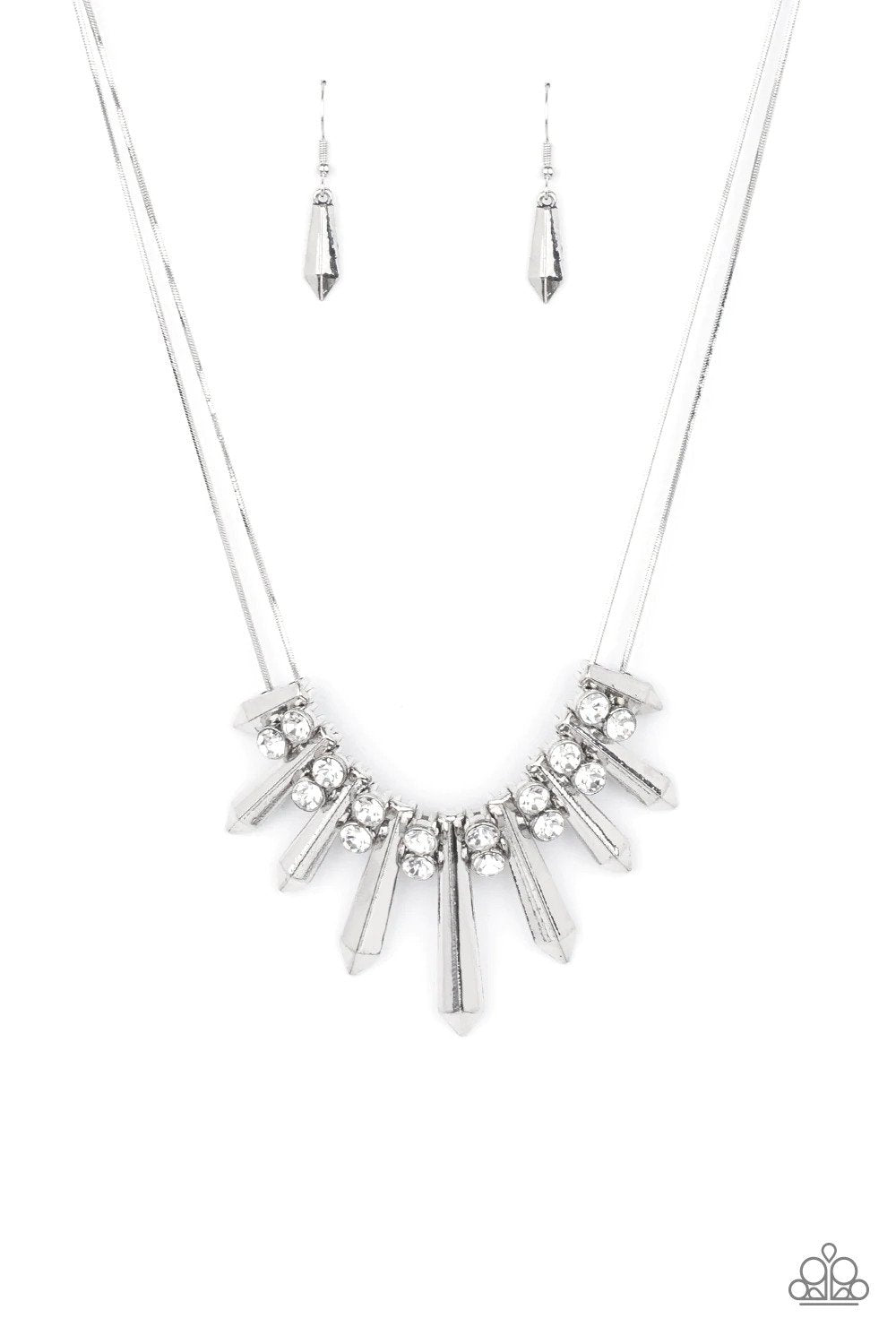 Dangerous Dazzle White Necklace - Paparazzi Accessories- lightbox - CarasShop.com - $5 Jewelry by Cara Jewels
