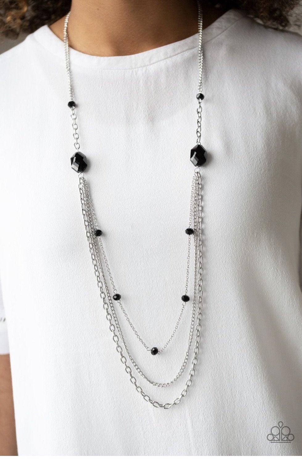 Dare To Dazzle Black Necklace - Paparazzi Accessories - model -CarasShop.com - $5 Jewelry by Cara Jewels