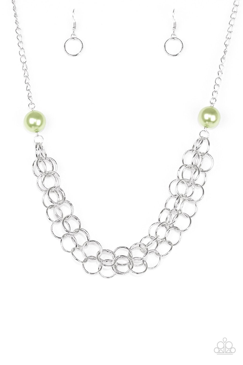 Daring Diva Green and Silver Necklace - Paparazzi Accessories - lightbox -CarasShop.com - $5 Jewelry by Cara Jewels