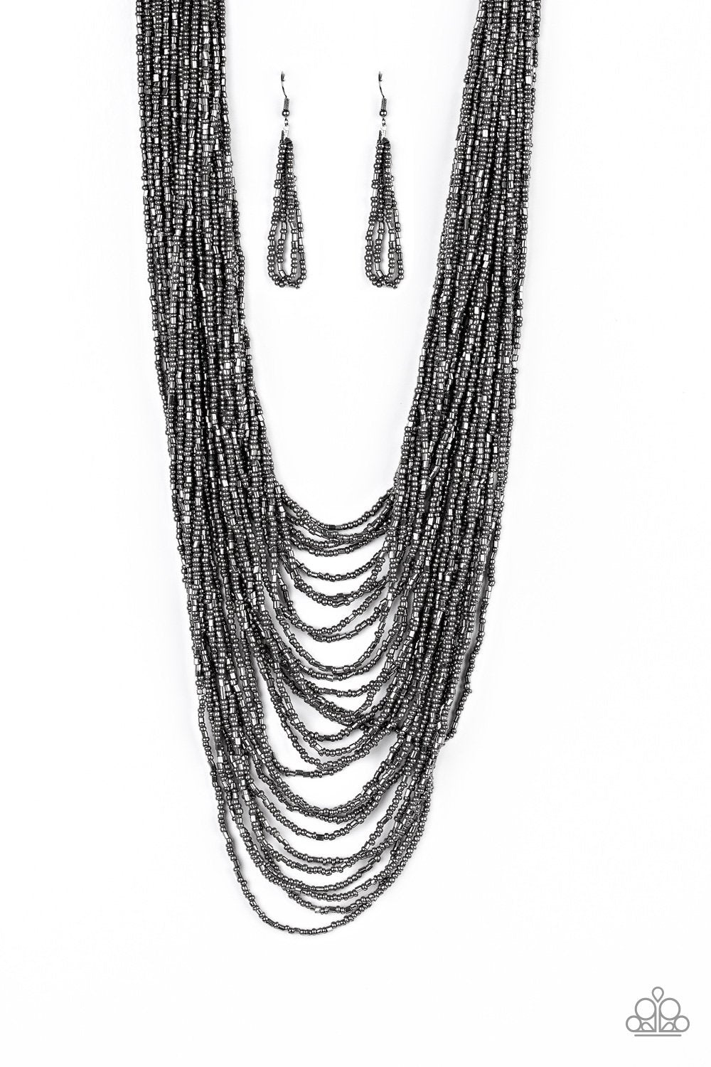 Dauntless Dazzle Gunmetal Black Seed Bead Necklace - Paparazzi Accessories-CarasShop.com - $5 Jewelry by Cara Jewels