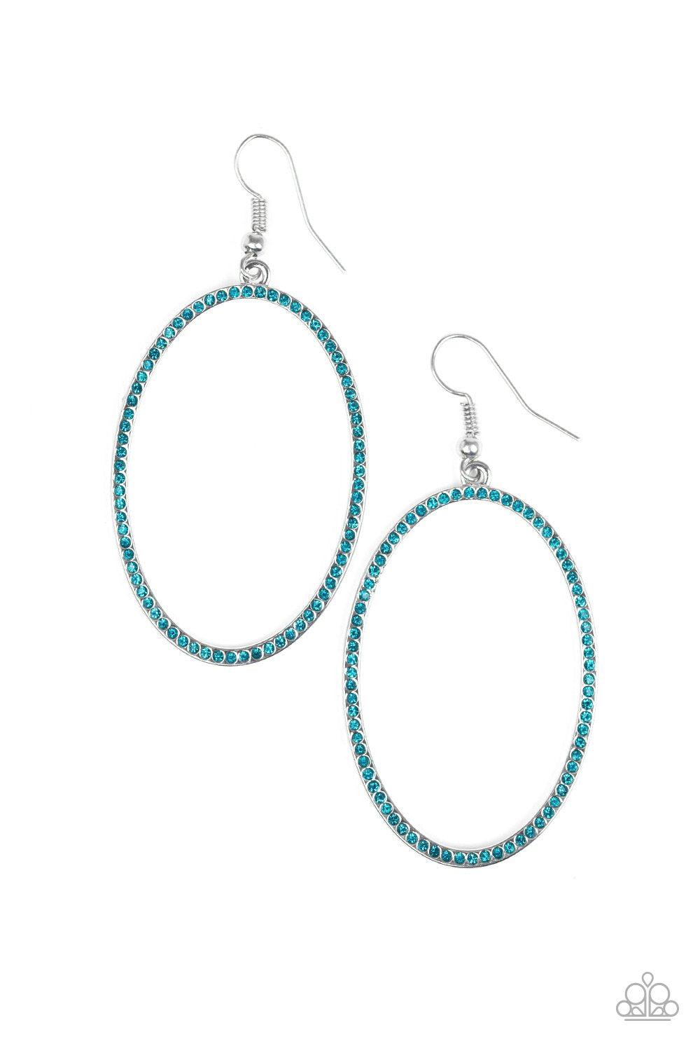 Dazzle On Demand Blue Rhinestone Earrings - Paparazzi Accessories-CarasShop.com - $5 Jewelry by Cara Jewels