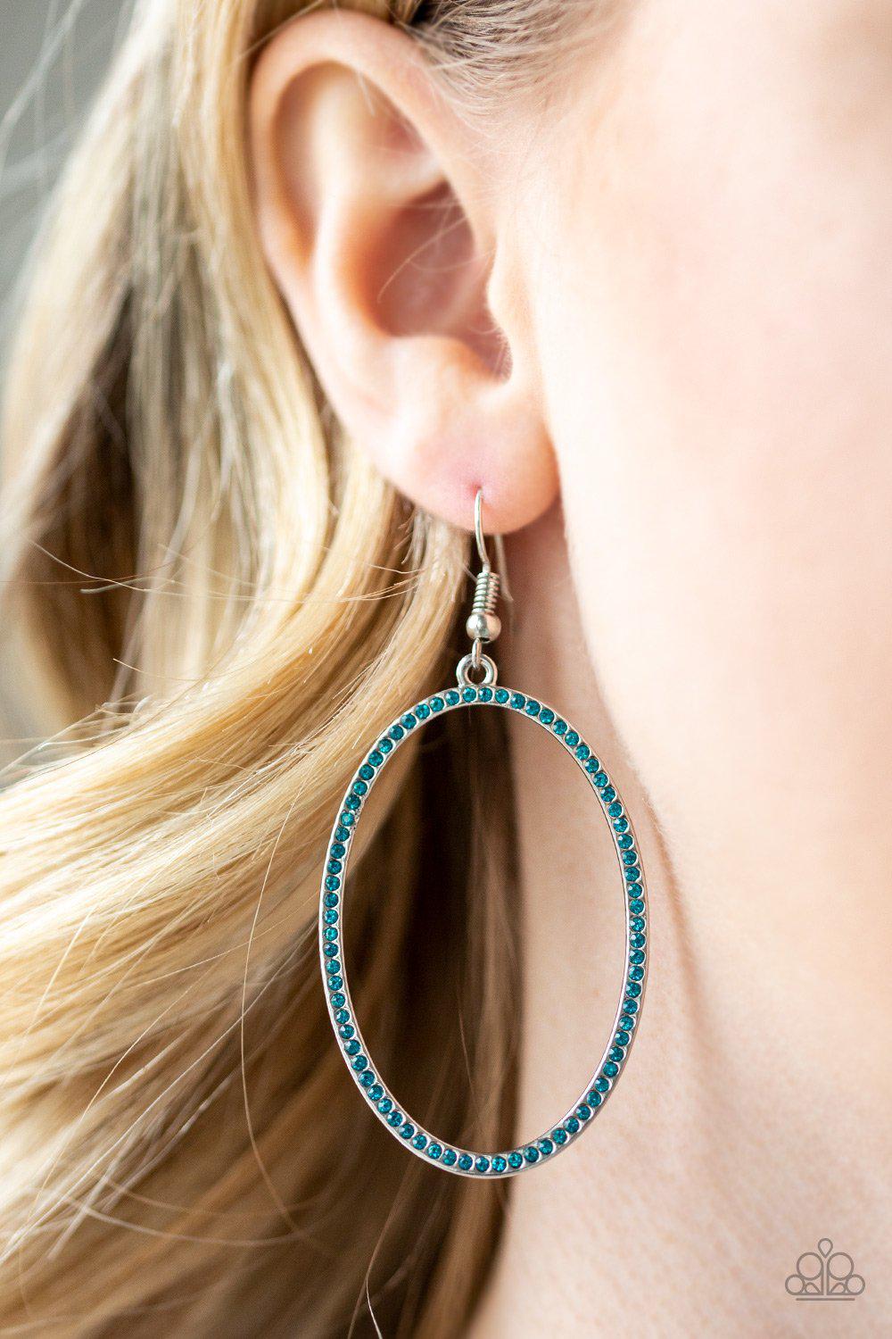 Dazzle On Demand Blue Rhinestone Earrings - Paparazzi Accessories-CarasShop.com - $5 Jewelry by Cara Jewels