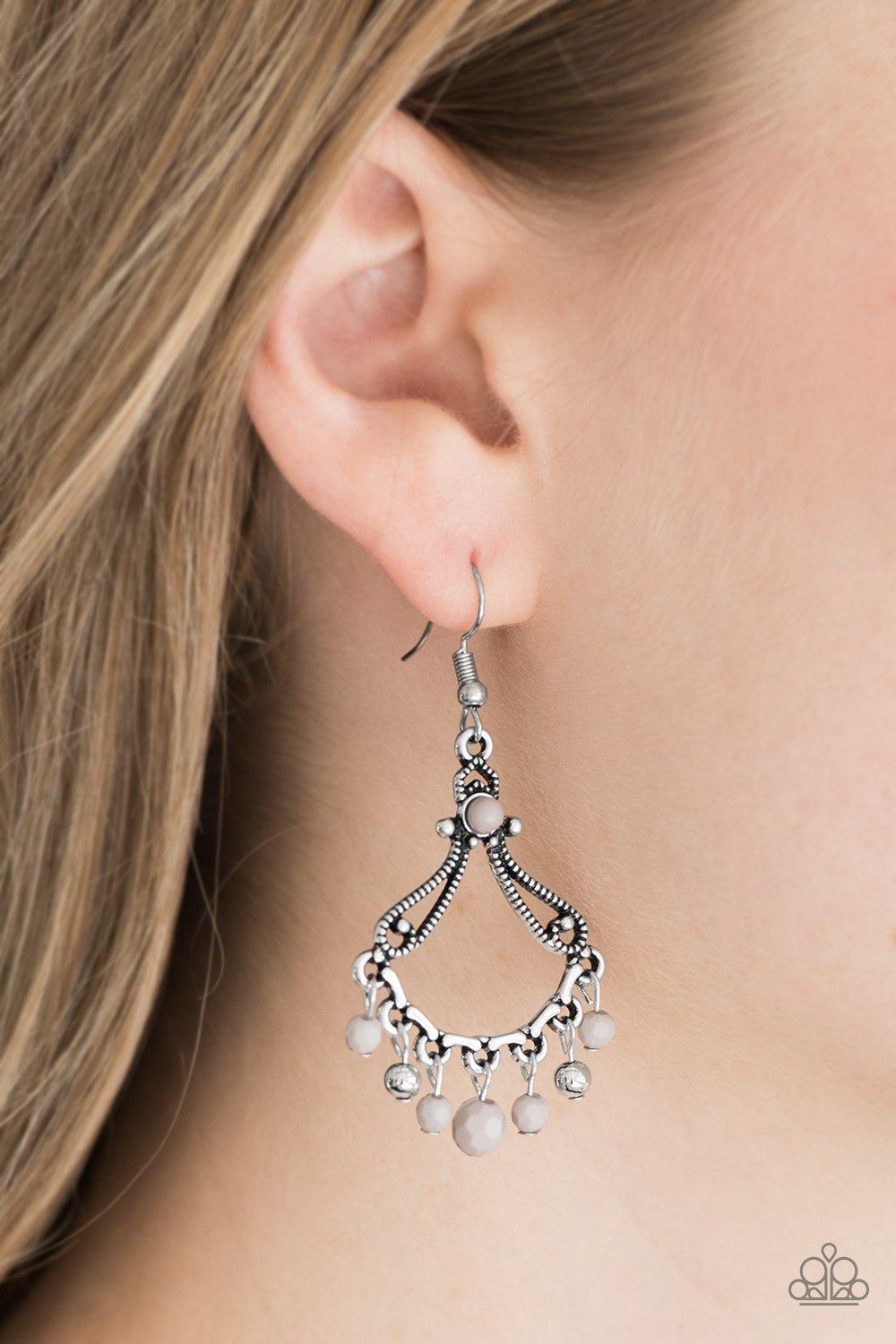Dazzling Date Night Silver Earrings - Paparazzi Accessories-CarasShop.com - $5 Jewelry by Cara Jewels