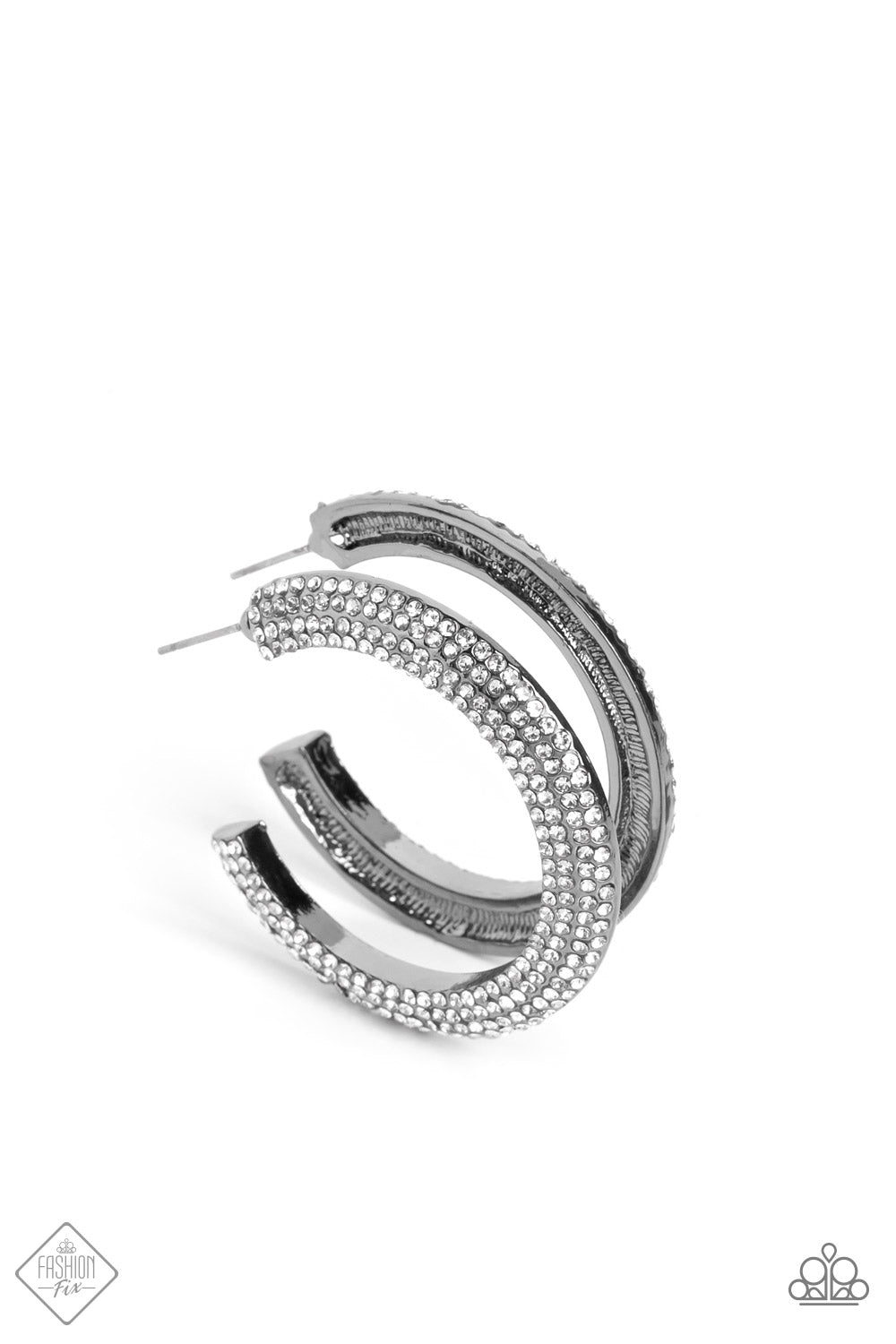 Dazzling Dynamo Black Hoop Earrings - Paparazzi Accessories- lightbox - CarasShop.com - $5 Jewelry by Cara Jewels