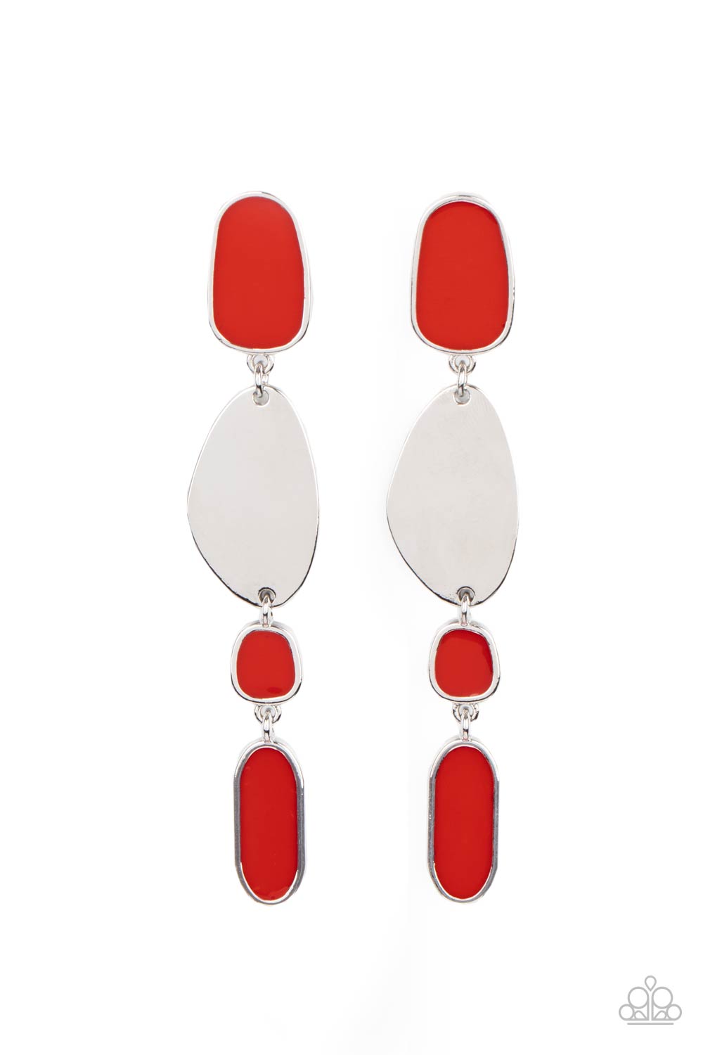 Deco By Design Red and Silver Earrings - Paparazzi Accessories- lightbox - CarasShop.com - $5 Jewelry by Cara Jewels