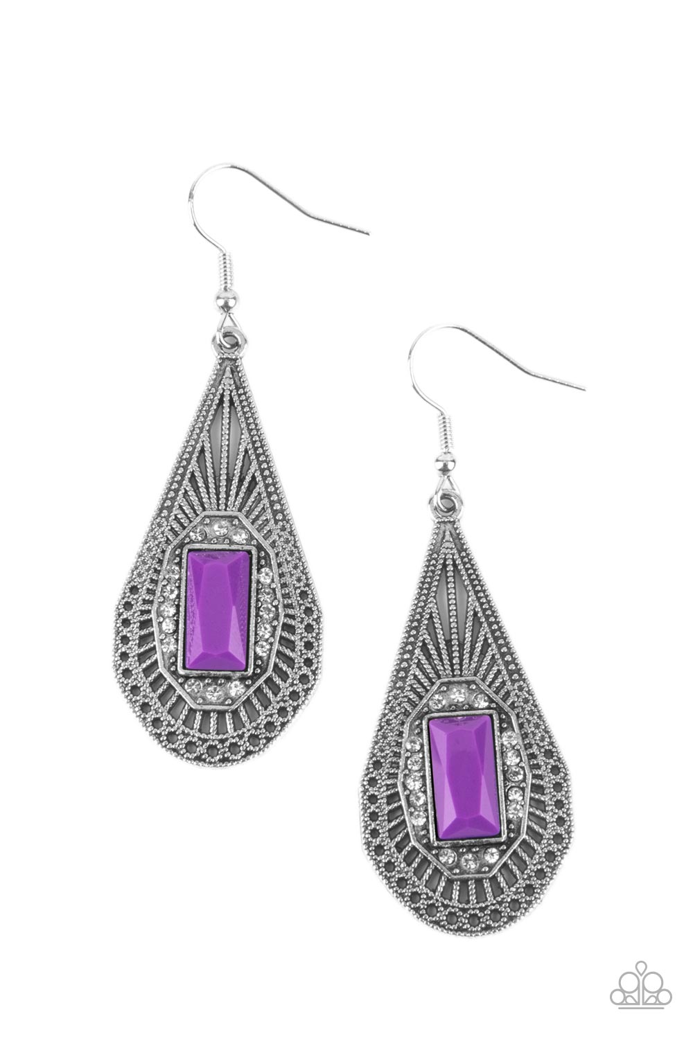 Deco Dreaming Purple Earrings - Paparazzi Accessories- lightbox - CarasShop.com - $5 Jewelry by Cara Jewels