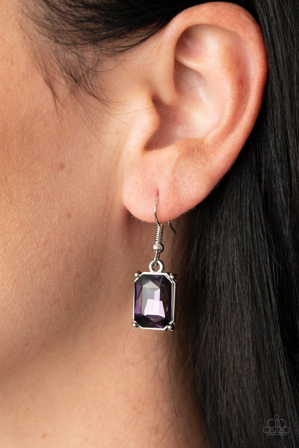 Deep Freeze Diva Purple Rhinestone Necklace - Paparazzi Accessories-free matching earrings -CarasShop.com - $5 Jewelry by Cara Jewels