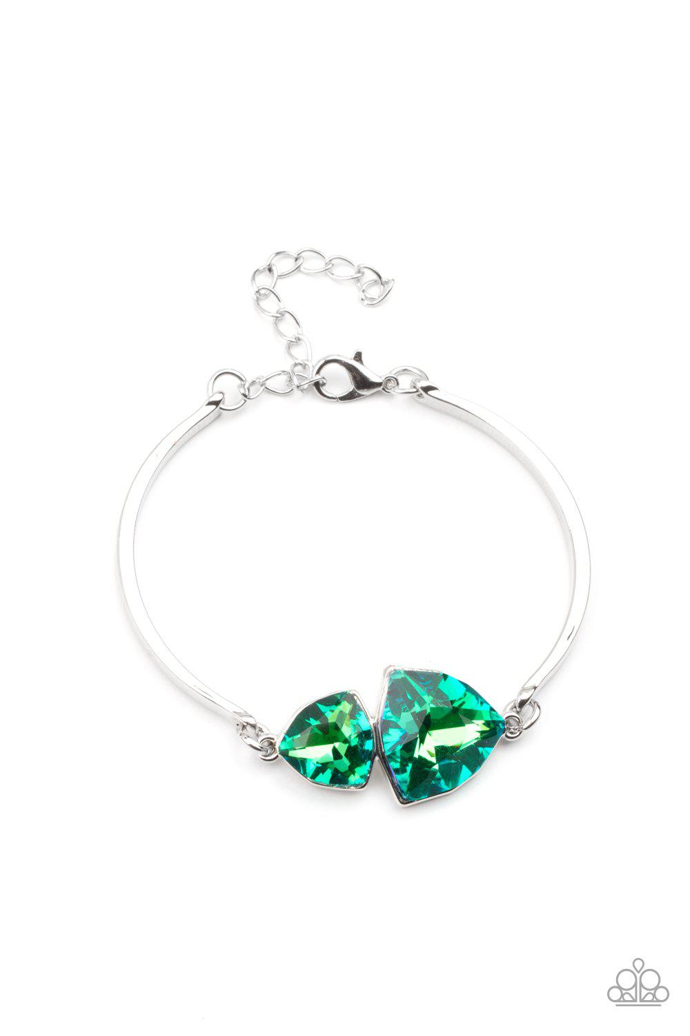 Deep Space Shimmer Iridescent Green Rhinestone Bracelet - Paparazzi Accessories- lightbox - CarasShop.com - $5 Jewelry by Cara Jewels