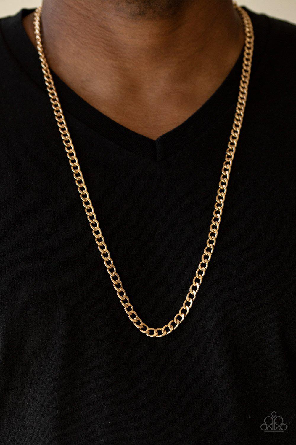 Delta Men&#39;s Gold Chain Necklace - Paparazzi Accessories-CarasShop.com - $5 Jewelry by Cara Jewels