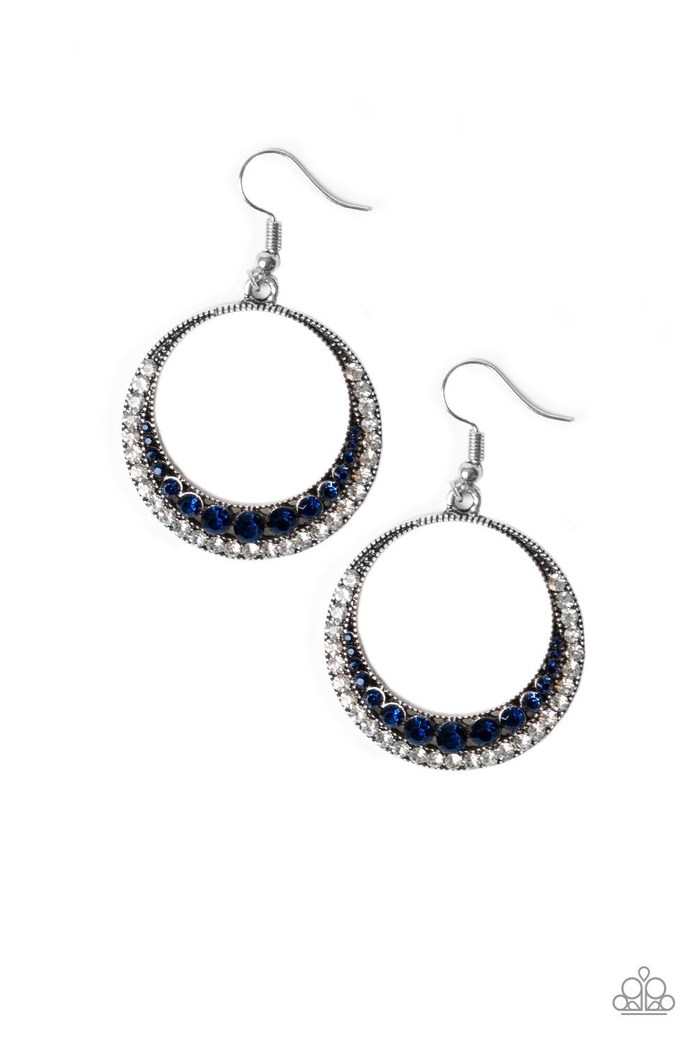 Demanding Dazzle Blue Rhinestone Earrings - Paparazzi Accessories-CarasShop.com - $5 Jewelry by Cara Jewels