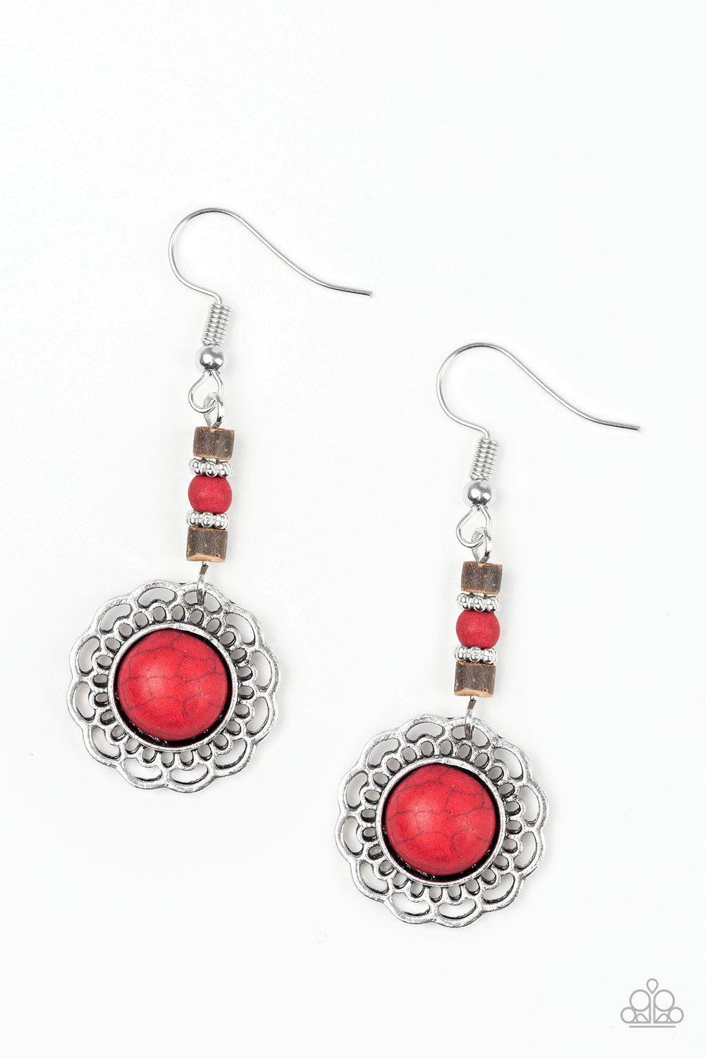 Desert Bliss Red Stone Earrings - Paparazzi Accessories-CarasShop.com - $5 Jewelry by Cara Jewels