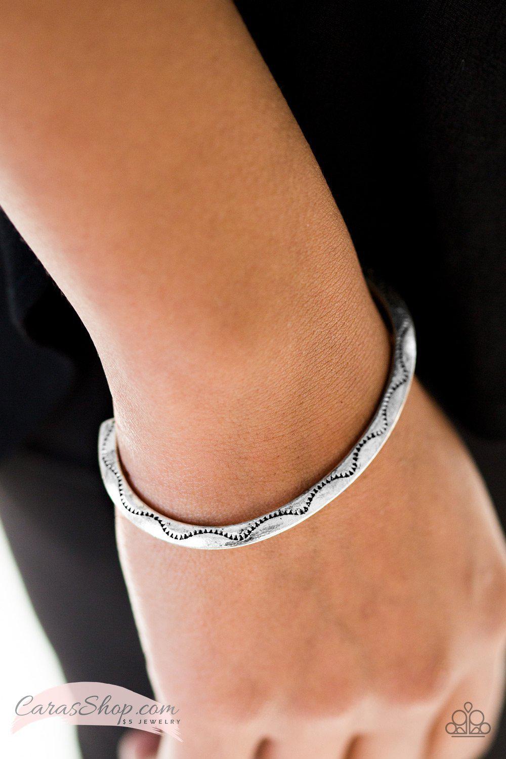 Desert Charmer Silver Cuff Bracelet - Paparazzi Accessories-CarasShop.com - $5 Jewelry by Cara Jewels