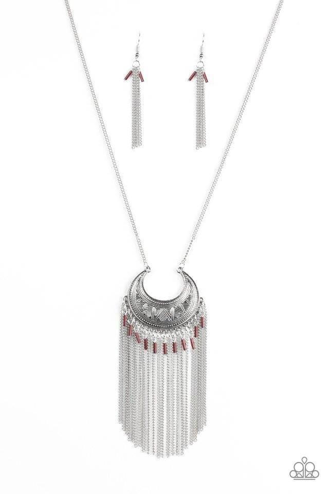 Desert Coyote Brown and Silver Fringe Necklace - Paparazzi Accessories - lightbox -CarasShop.com - $5 Jewelry by Cara Jewels