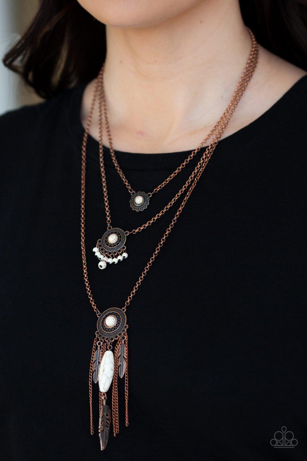 Desert Daydream Copper and White Stone Necklace - Paparazzi Accessories-CarasShop.com - $5 Jewelry by Cara Jewels