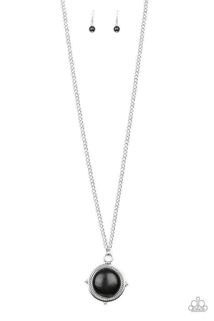 Desert Equinox Black Stone Necklace - Paparazzi Accessories - lightbox -CarasShop.com - $5 Jewelry by Cara Jewels