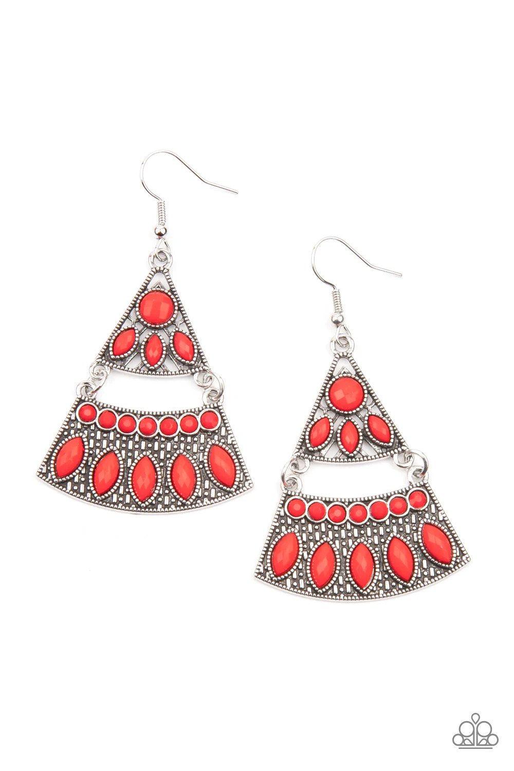 Desert Fiesta Red Earrings - Paparazzi Accessories- lightbox - CarasShop.com - $5 Jewelry by Cara Jewels