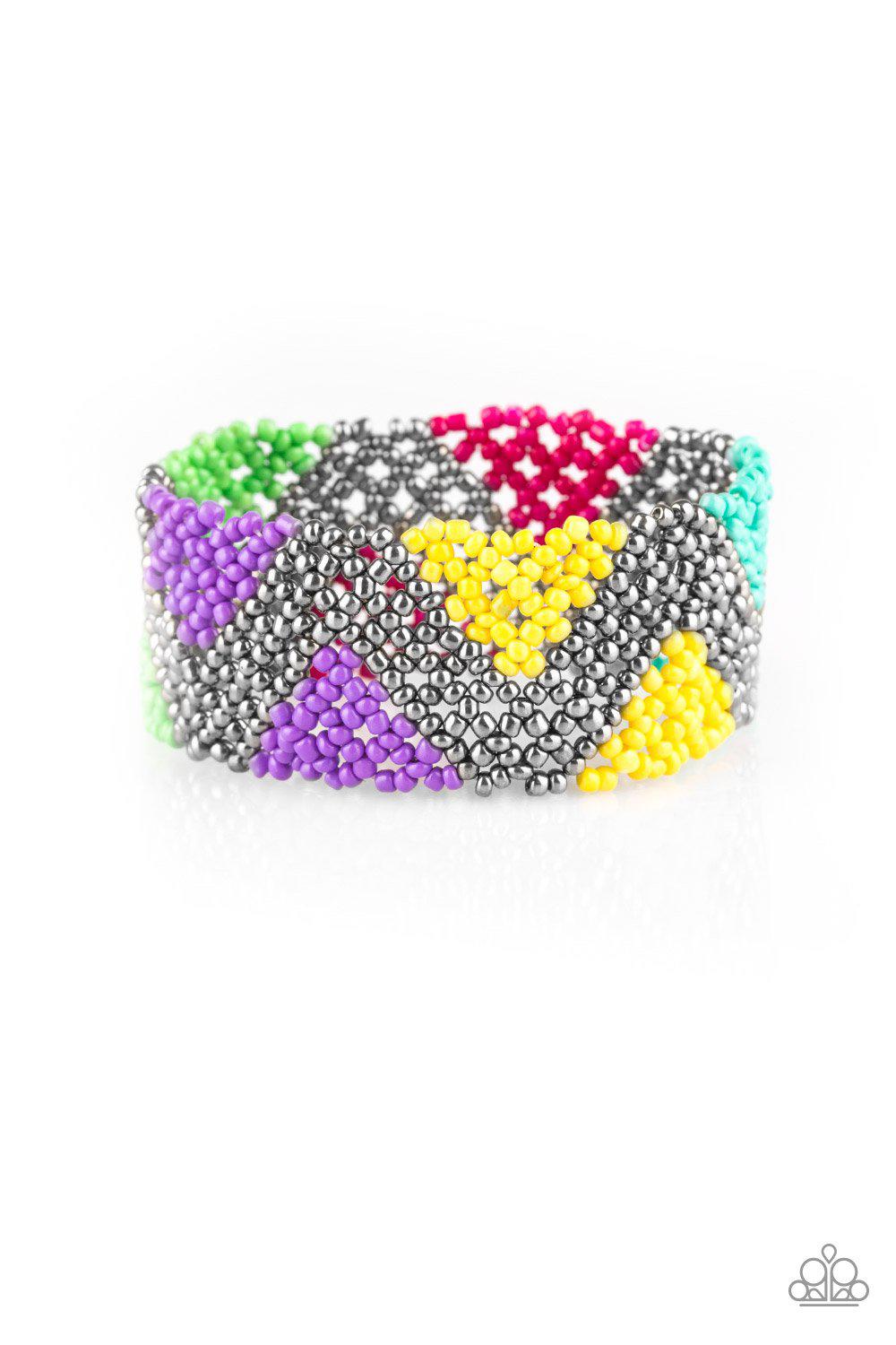 Desert Loom Multi-color Seed Bead Bracelet - Paparazzi Accessories-CarasShop.com - $5 Jewelry by Cara Jewels