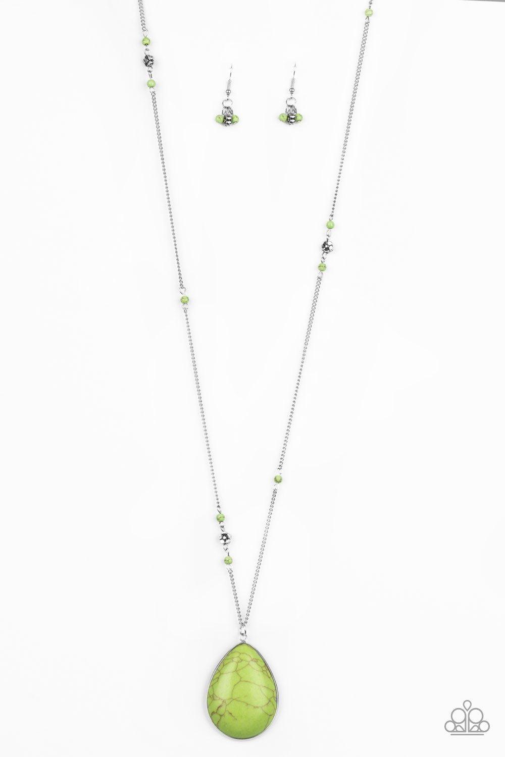 Desert Meadow Green Stone Necklace - Paparazzi Accessories-CarasShop.com - $5 Jewelry by Cara Jewels