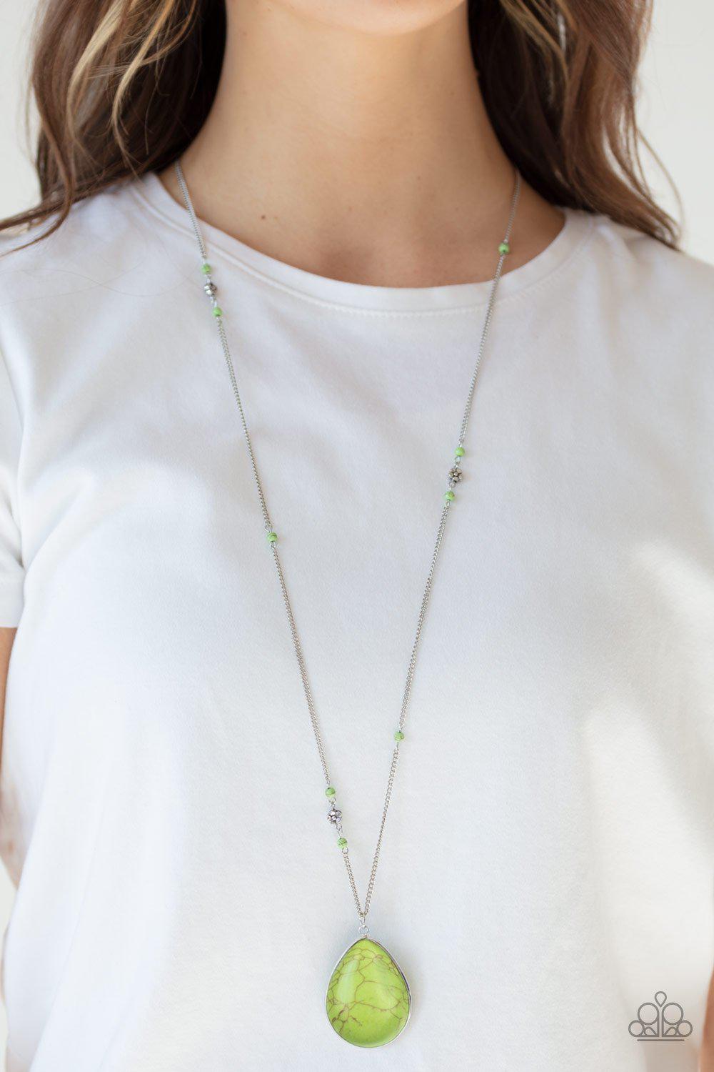 Desert Meadow Green Stone Necklace - Paparazzi Accessories-CarasShop.com - $5 Jewelry by Cara Jewels