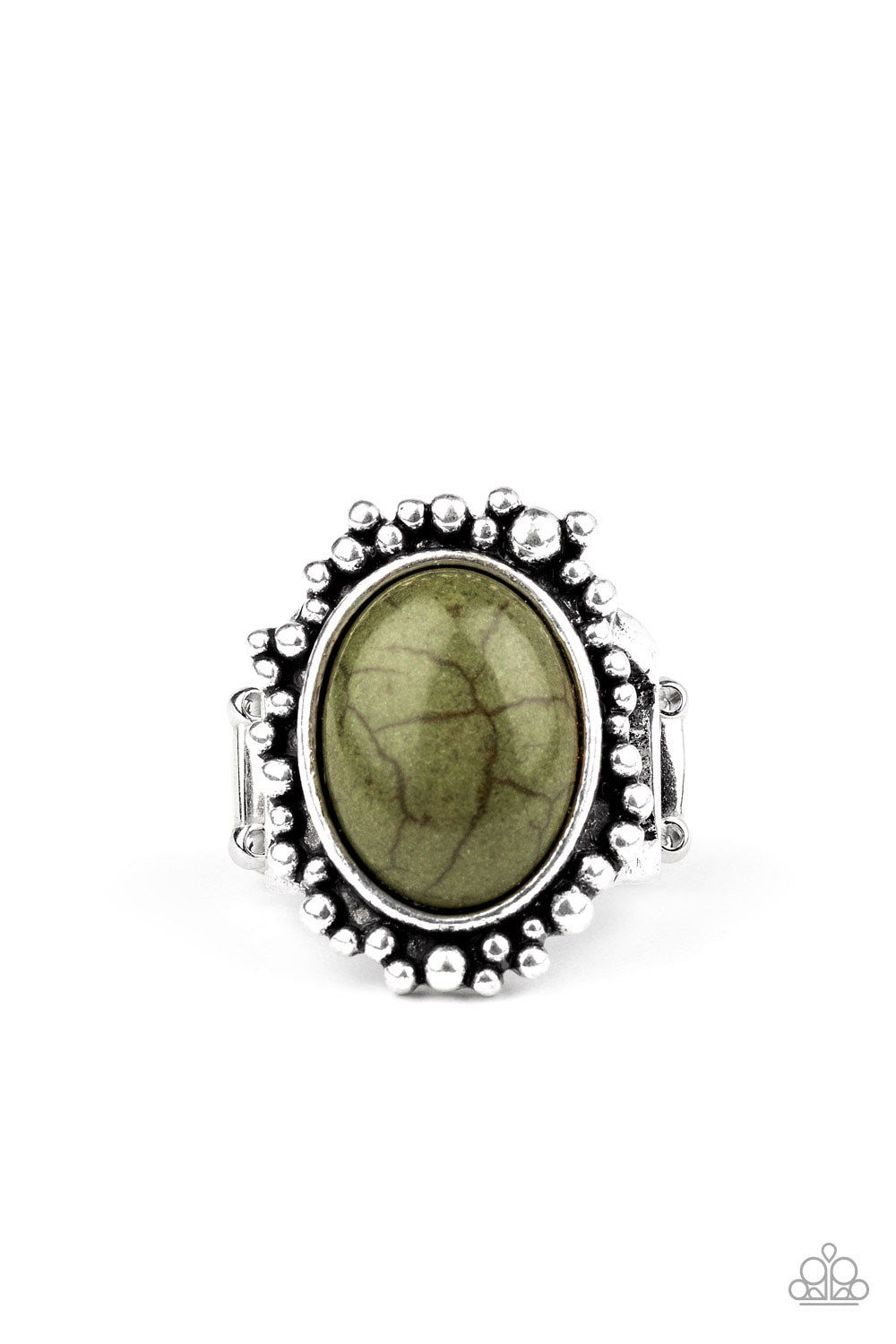 Desert Mine Green Stone Ring - Paparazzi Accessories - lightbox -CarasShop.com - $5 Jewelry by Cara Jewels