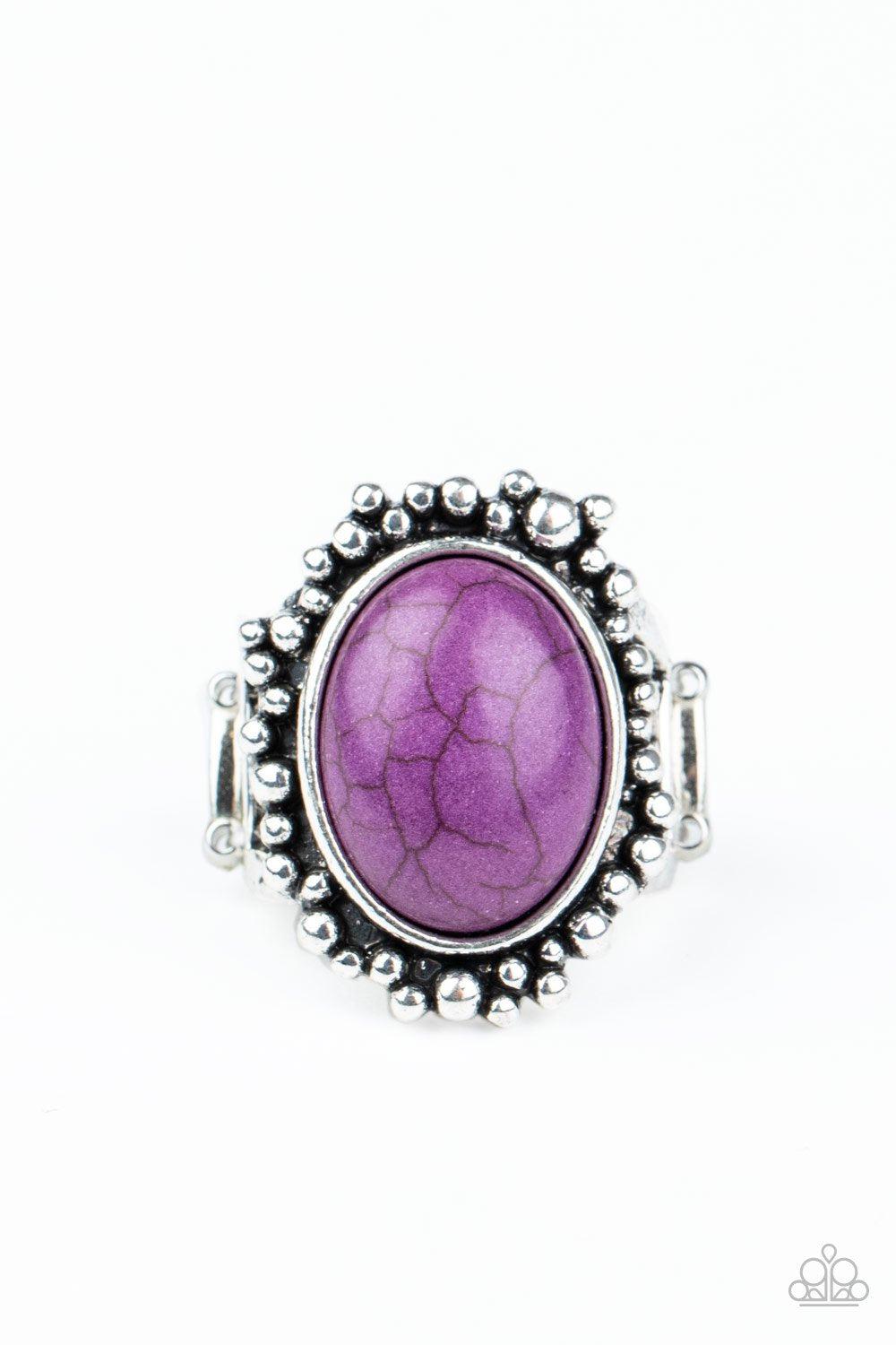 Desert Mine Purple Stone Ring - Paparazzi Accessories - lightbox -CarasShop.com - $5 Jewelry by Cara Jewels