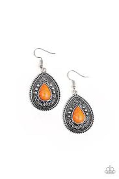 Desert Nirvana Orange Stone Teardrop Earrings - Paparazzi Accessories - lightbox -CarasShop.com - $5 Jewelry by Cara Jewels
