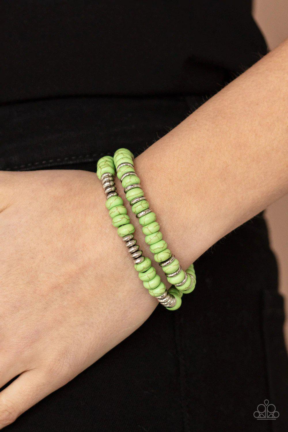 Desert Rainbow Green Bracelet - Paparazzi Accessories- on model - CarasShop.com - $5 Jewelry by Cara Jewels