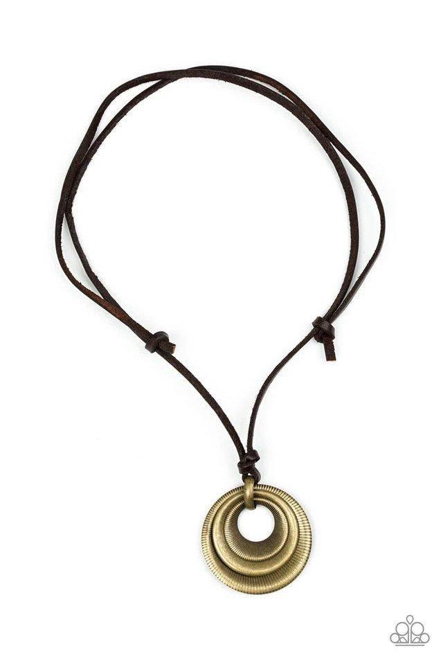 Desert Spiral Brass Urban Necklace - Paparazzi Accessories-CarasShop.com - $5 Jewelry by Cara Jewels