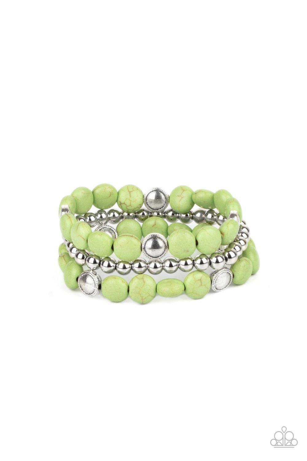 Desert Verbena Green Stone Bracelet Set - Paparazzi Accessories- lightbox - CarasShop.com - $5 Jewelry by Cara Jewels