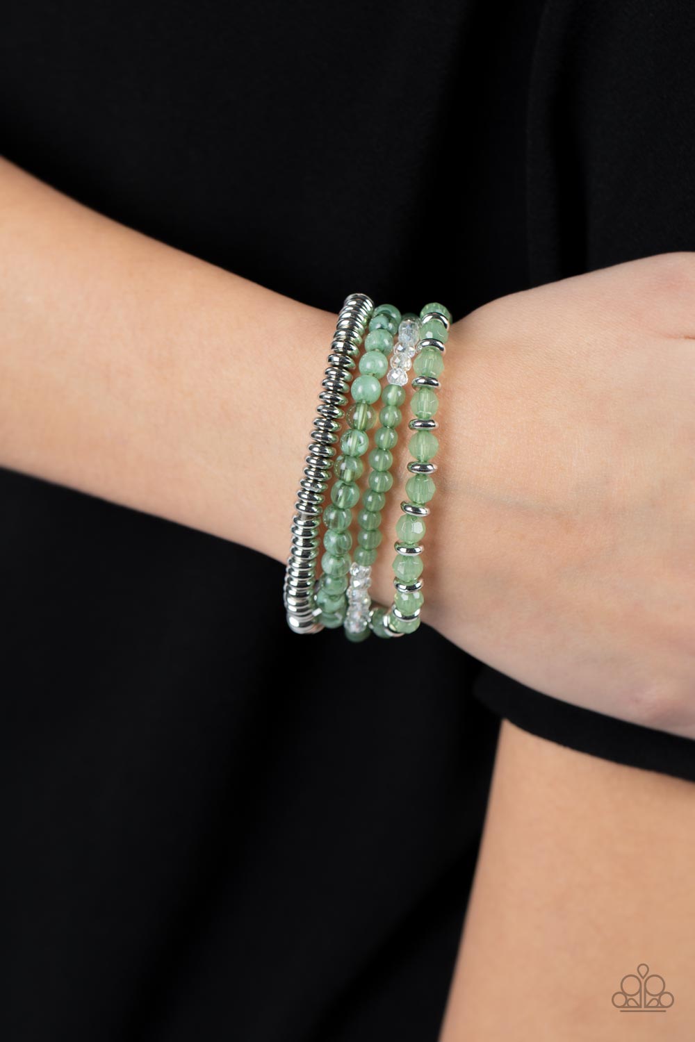 Destination Dreamscape Green Bracelet - Paparazzi Accessories-on model - CarasShop.com - $5 Jewelry by Cara Jewels
