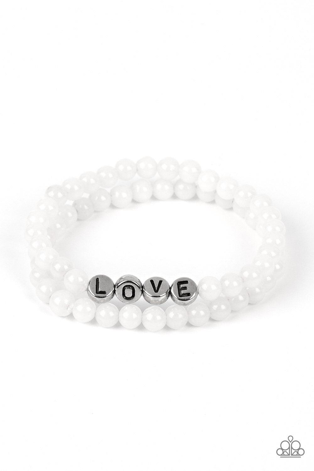 Devoted Dreamer White Inspirational Bracelet - Paparazzi Accessories- lightbox - CarasShop.com - $5 Jewelry by Cara Jewels