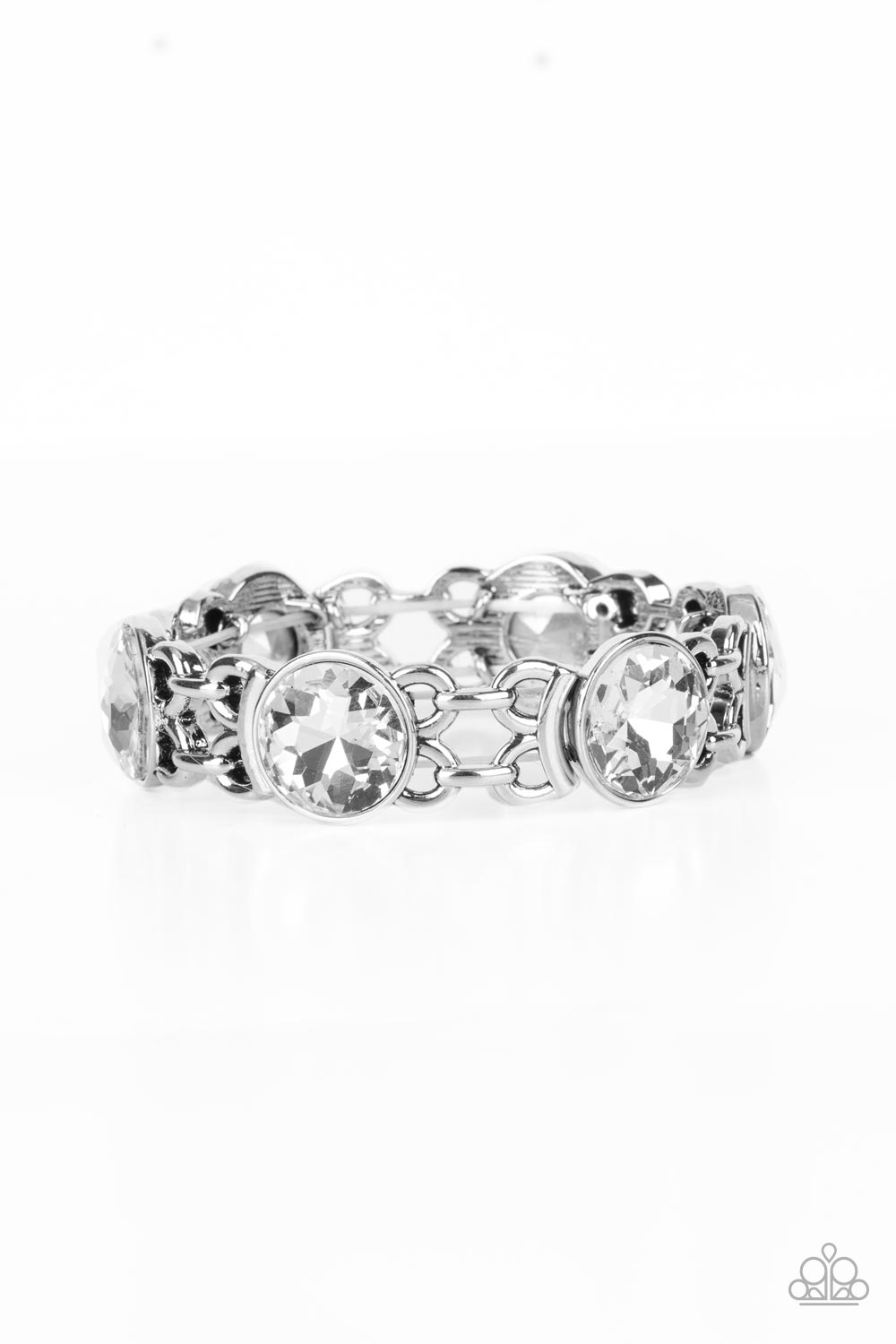 Devoted to Drama White Bracelet - Paparazzi Accessories- lightbox - CarasShop.com - $5 Jewelry by Cara Jewels