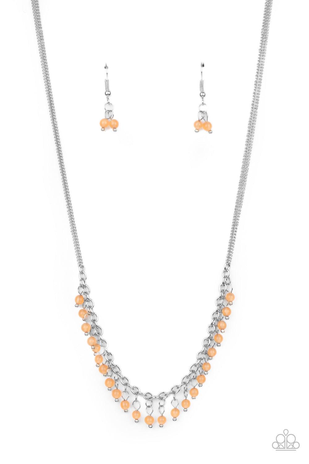 DEW A Double Take Orange Cat&#39;s Eye Stone Necklace - Paparazzi Accessories- lightbox - CarasShop.com - $5 Jewelry by Cara Jewels