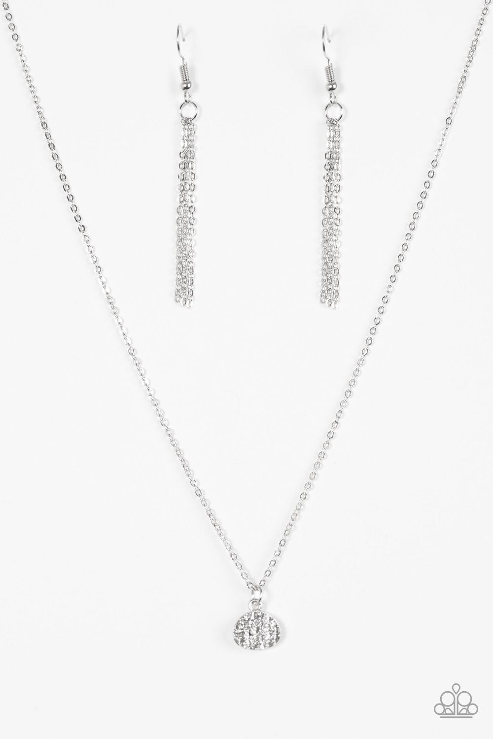 Diamond Debonair Silver and White Rhinestone Necklace - Paparazzi Accessories-CarasShop.com - $5 Jewelry by Cara Jewels