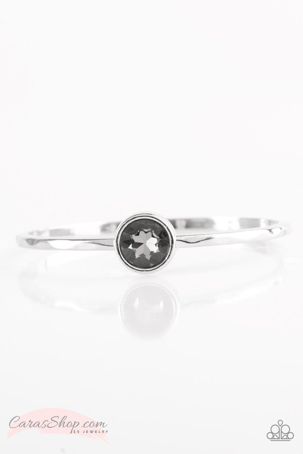 Diamonds For Breakfast Silver Bangle Bracelet - Paparazzi Accessories-CarasShop.com - $5 Jewelry by Cara Jewels