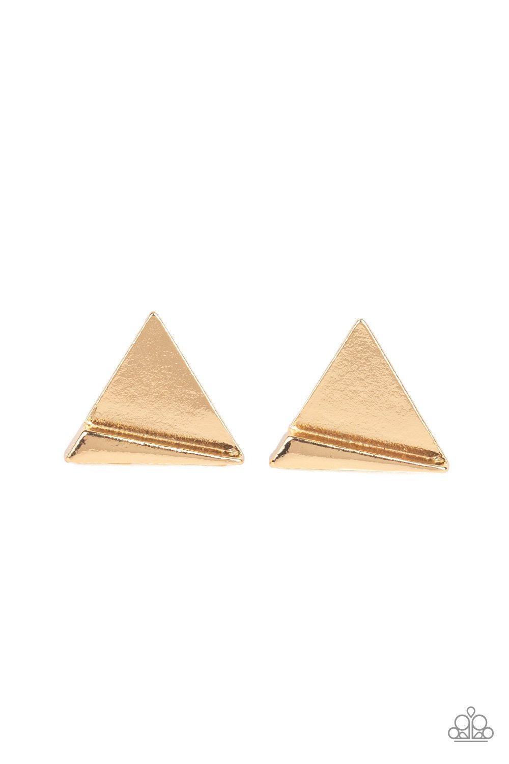 Die TRI-ing Gold Post Earrings - Paparazzi Accessories - lightbox -CarasShop.com - $5 Jewelry by Cara Jewels