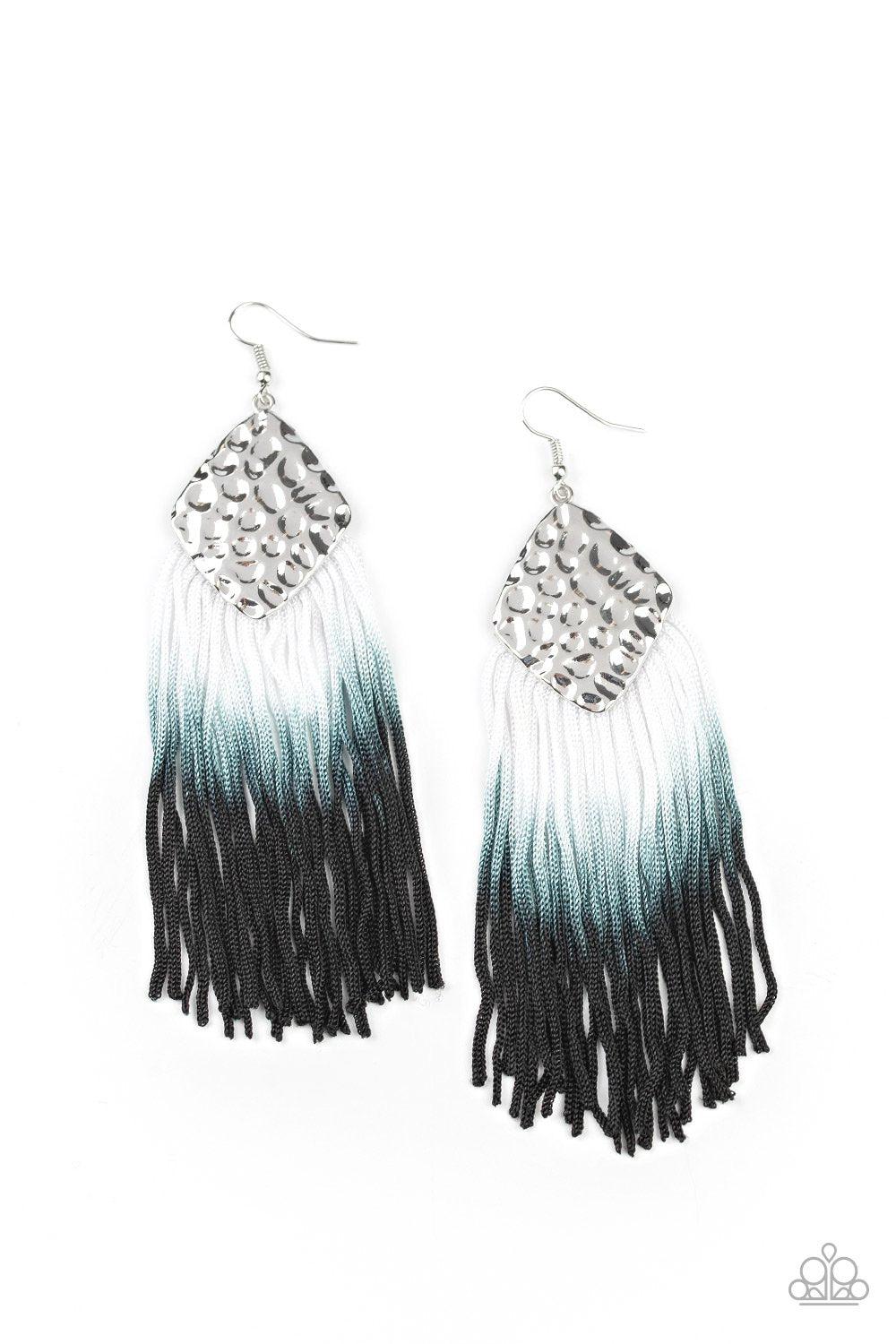 Dip In Black and Silver Ombre Tassel Earrings - Paparazzi Accessories-CarasShop.com - $5 Jewelry by Cara Jewels