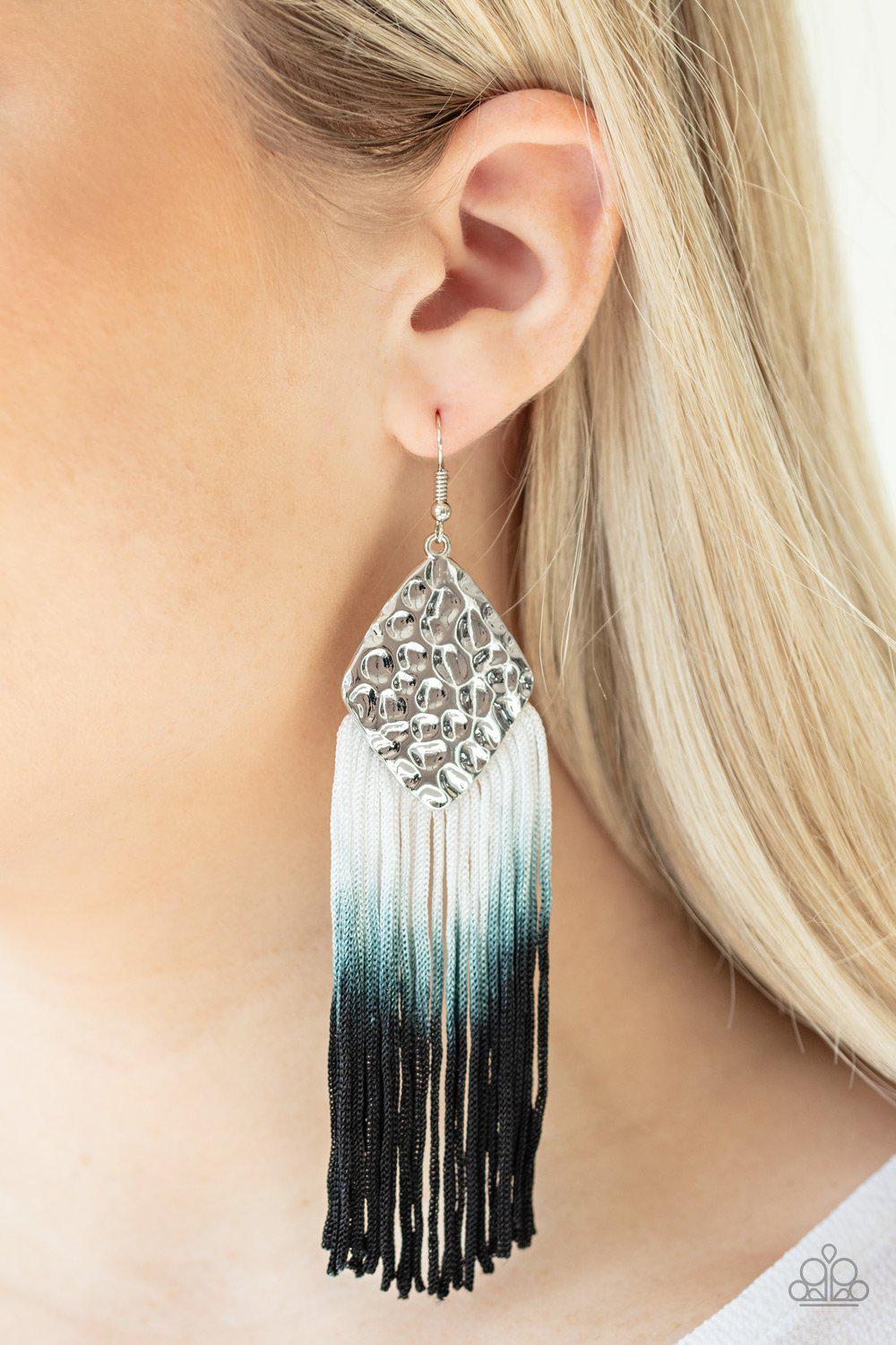 Dip In Black and Silver Ombre Tassel Earrings - Paparazzi Accessories-CarasShop.com - $5 Jewelry by Cara Jewels